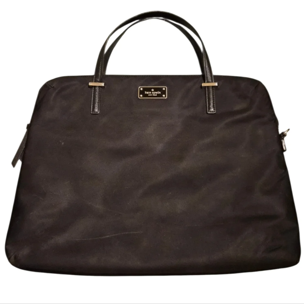 Kate Spade New York Black Nylon Laptop Tote | Work Bag | Classic Style